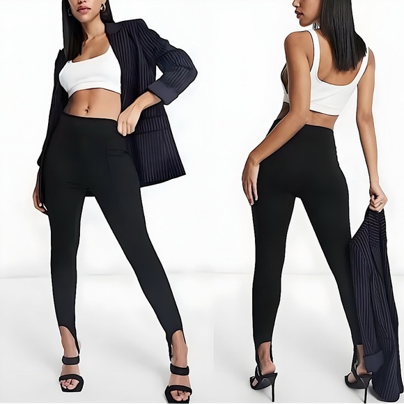 & Other Stories Ponte Knit Stirrup High-Waisted Pant Legging | Black | M - Picture 1 of 16